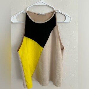 Zara Colorblock Faux Suede Tank Top S